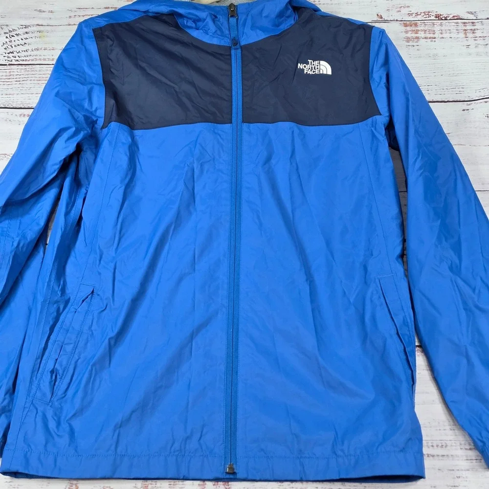 The North Face Windbreaker Jacket Boys XL 18/20 Blue Excellent Hooded Full Zip